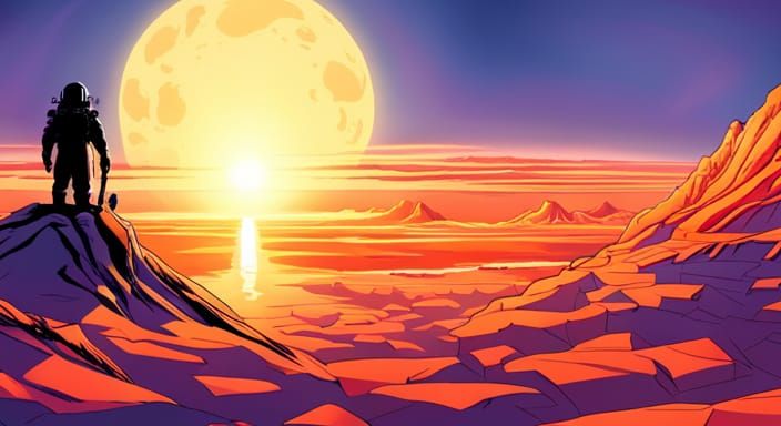 Orange Sunrise on a Mysterious Alien Planet
