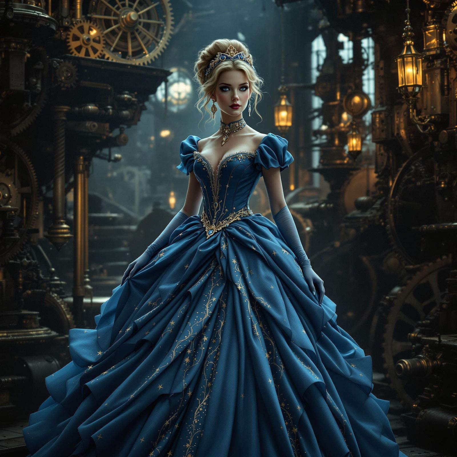 Elegant Steampunk Cinderella in Victorian Gearwork
