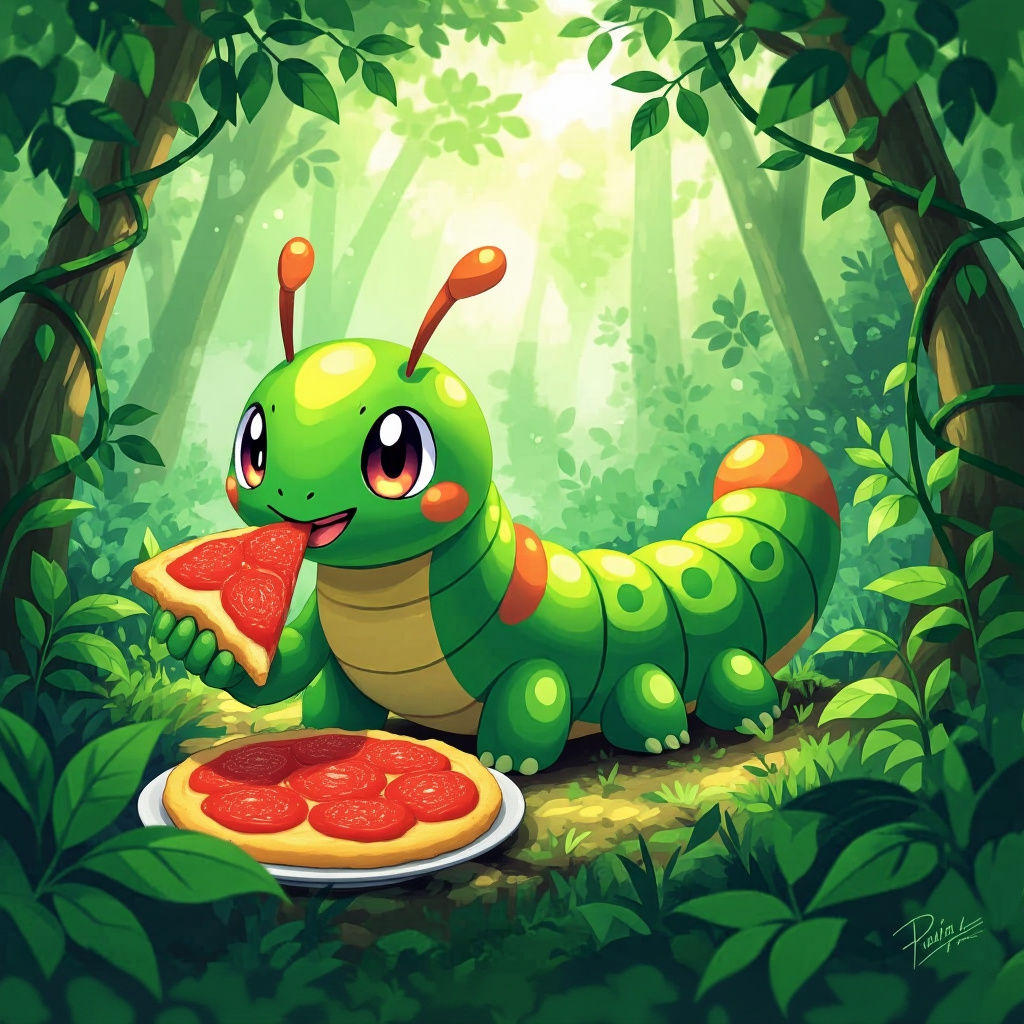 Pokemon Caterpie Digital Art