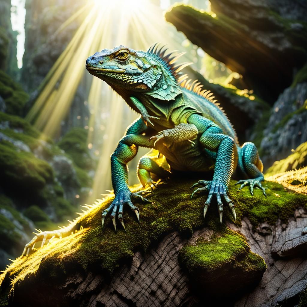 Iridescent Lizard Basking in Sunlight