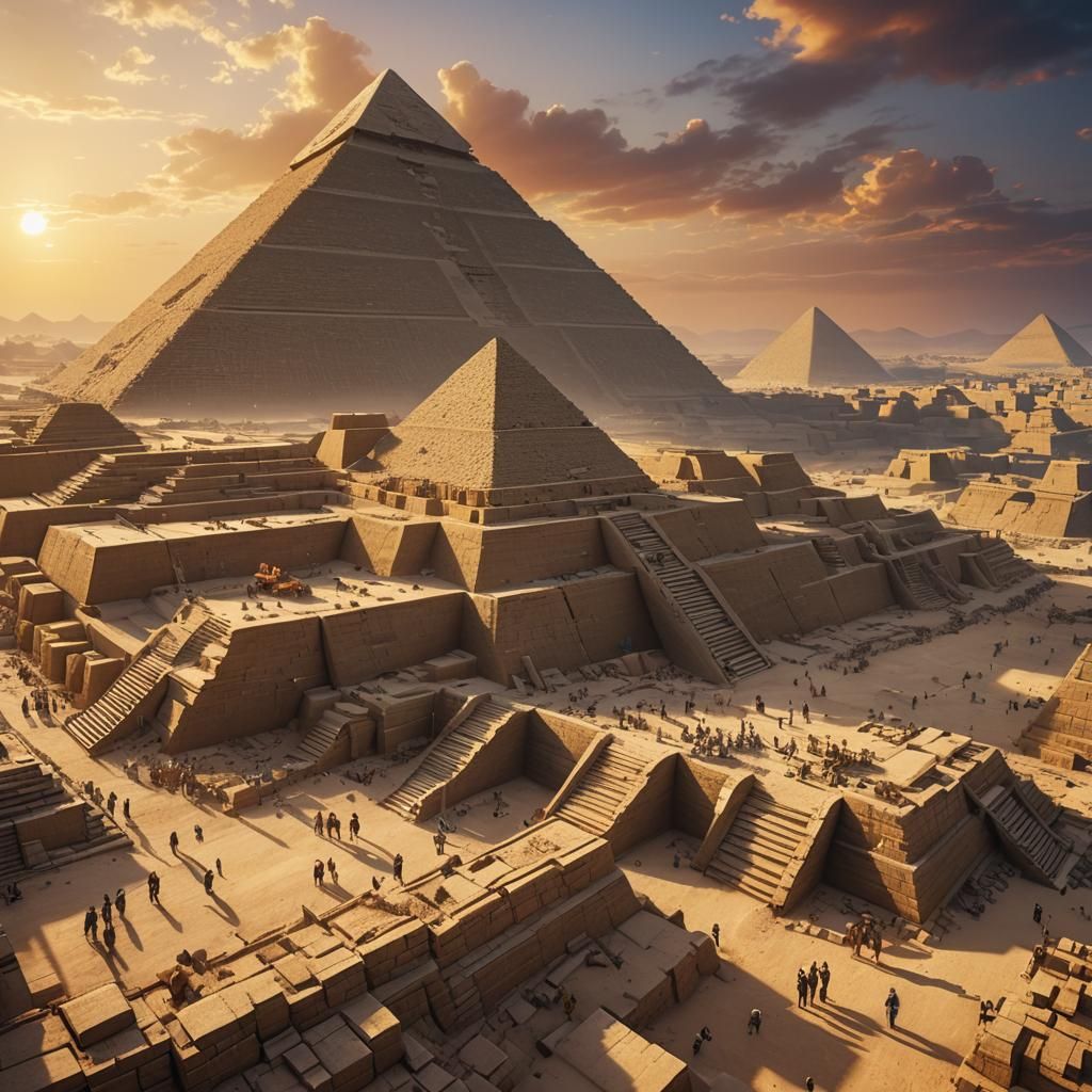Great Pyramid of Giza Construction: Epic Fantasy Art