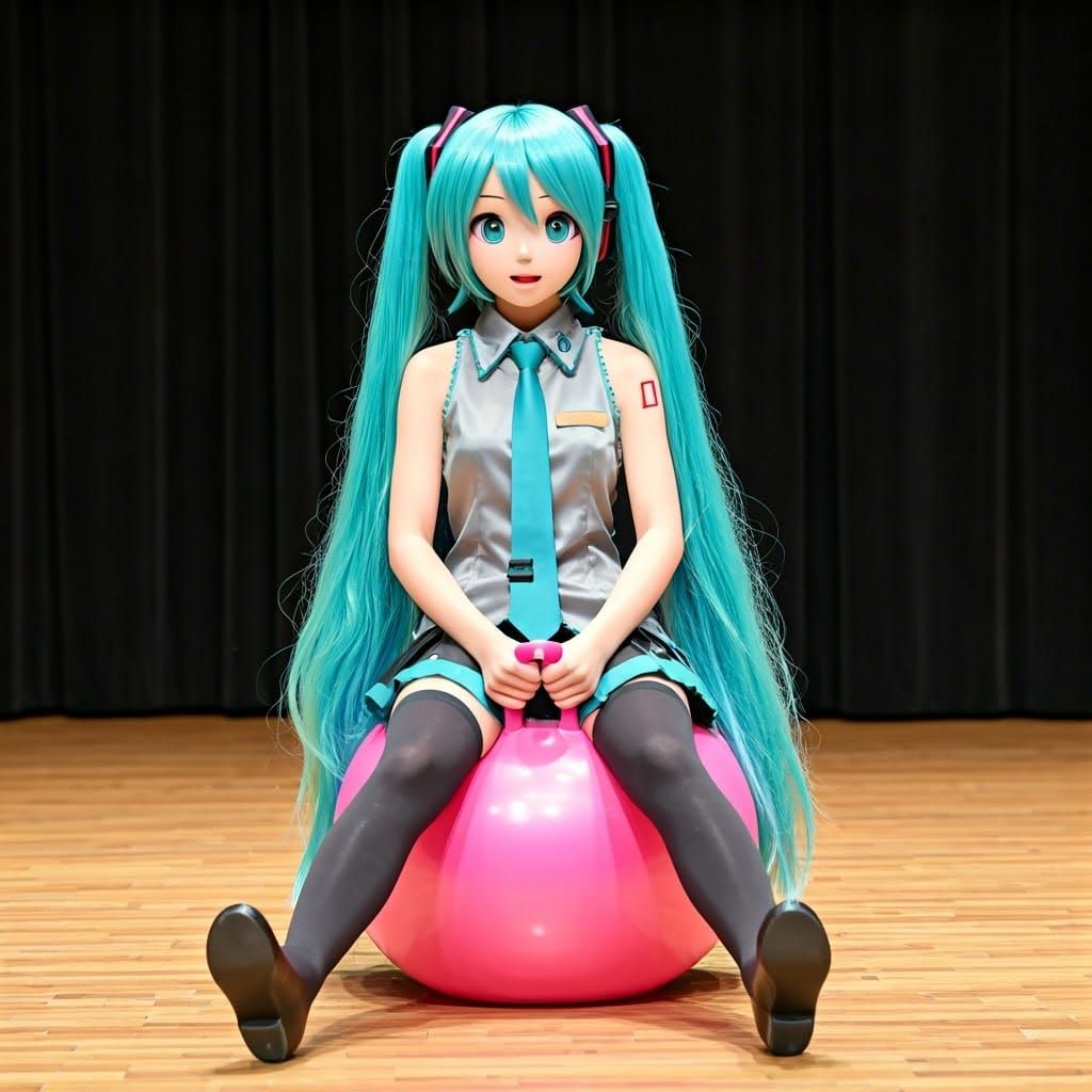 Hatsune Miku Bouncing on Hopper Ball