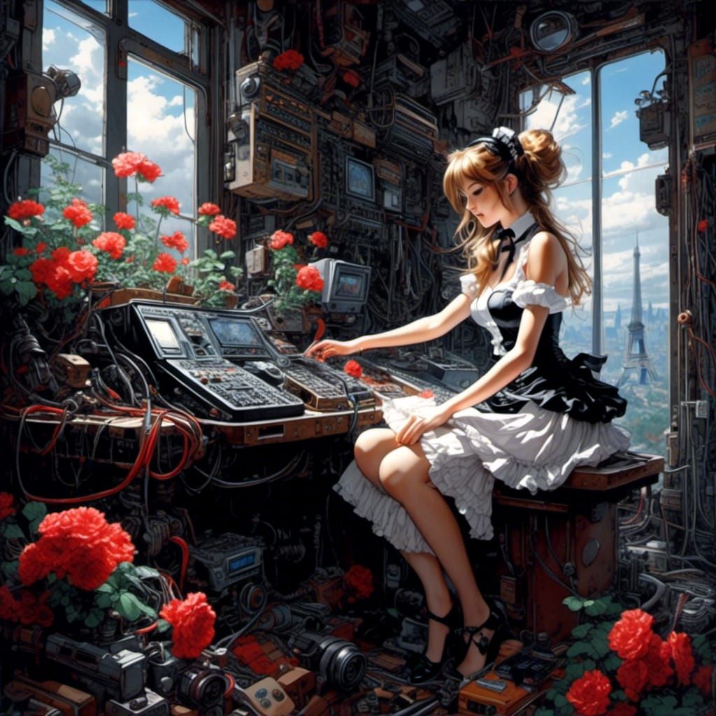 Woman on Motherboard: A Figurative Fine Art Painting