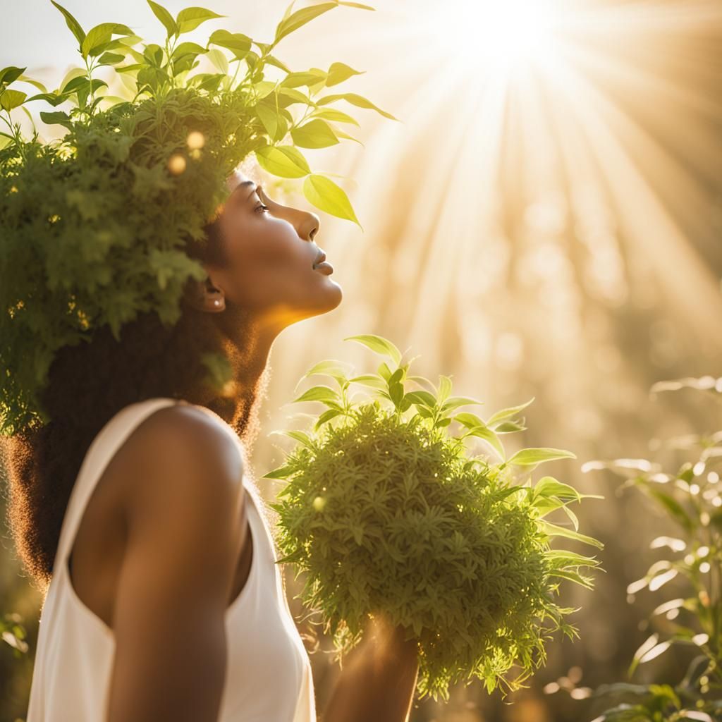 Radiant Sun and Plants in Profile Photography