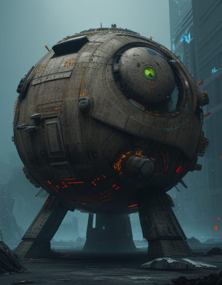 Glowing Fungus Gunship: A Futuristic, Polished Metal Masterp...