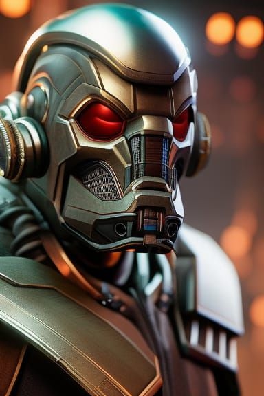 Dystopian Bounty Hunter Portrait in Biopunk Style