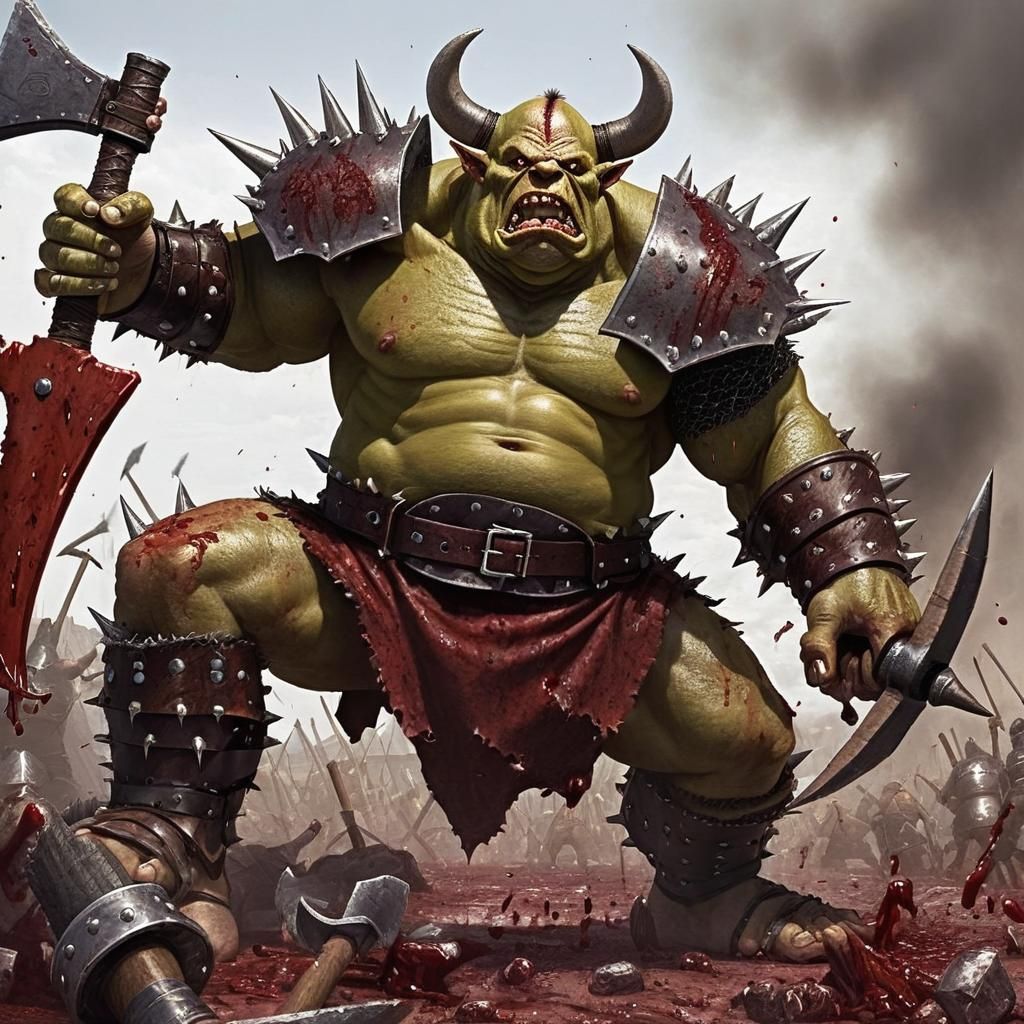 Ogre Warlord on a Chaotic Battlefield