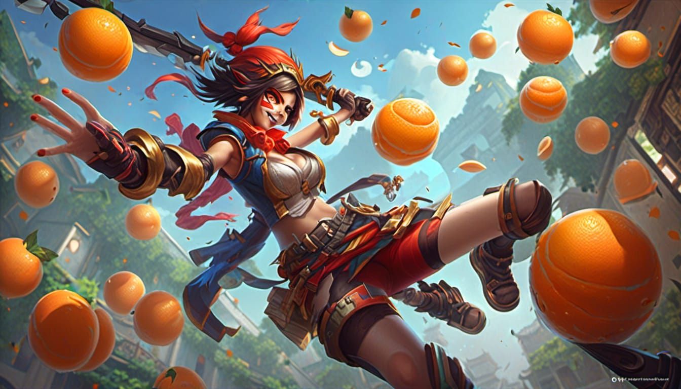 Man Juggling Oranges in Fantasy Art Style