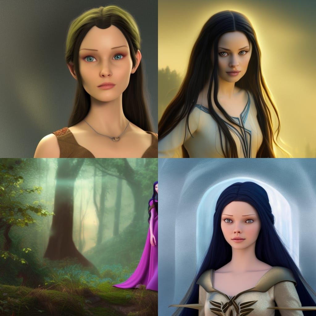 Arwen Evenstar Digital Art: Pixar Style 3D Render