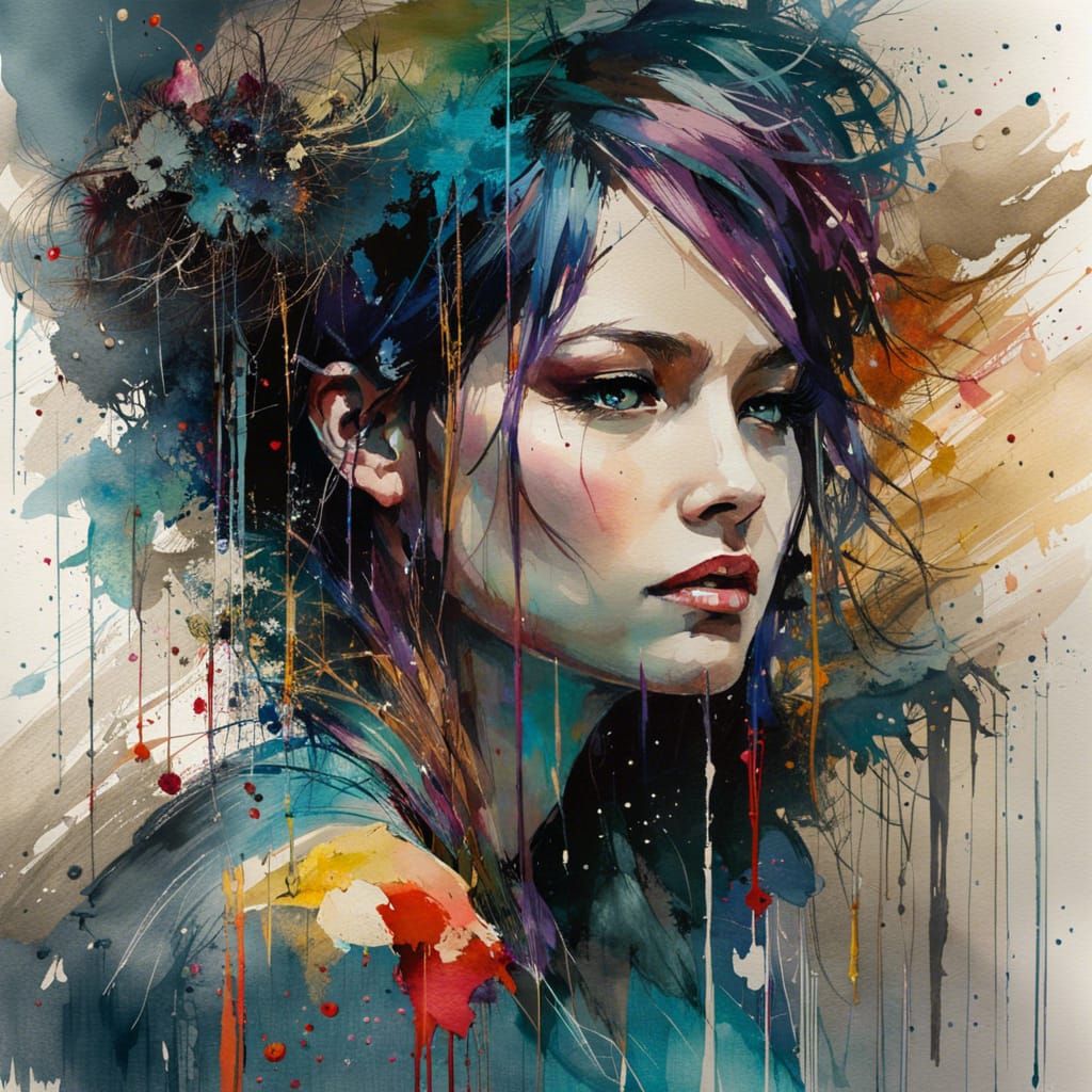 Vibrant Watercolor Art with Flowing Strokes