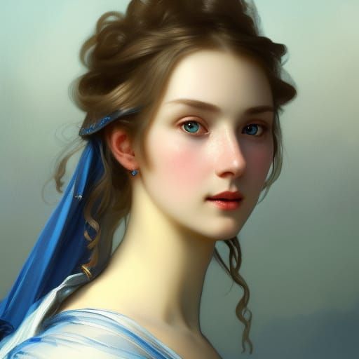 Elegant 18th Century Woman Portrait in Art Nouveau Style
