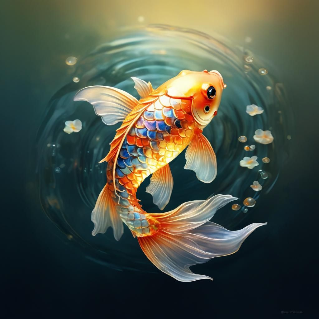 Glowing Koi Fish in Fantasy Realism Style
