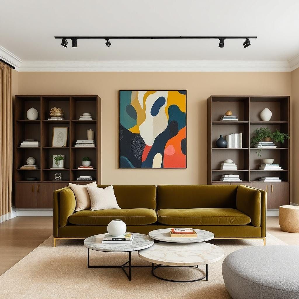 Sophisticated Living Room with Abstract Art