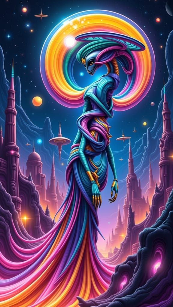 Extraterrestrial Market in Deep Space, Science Fiction Art