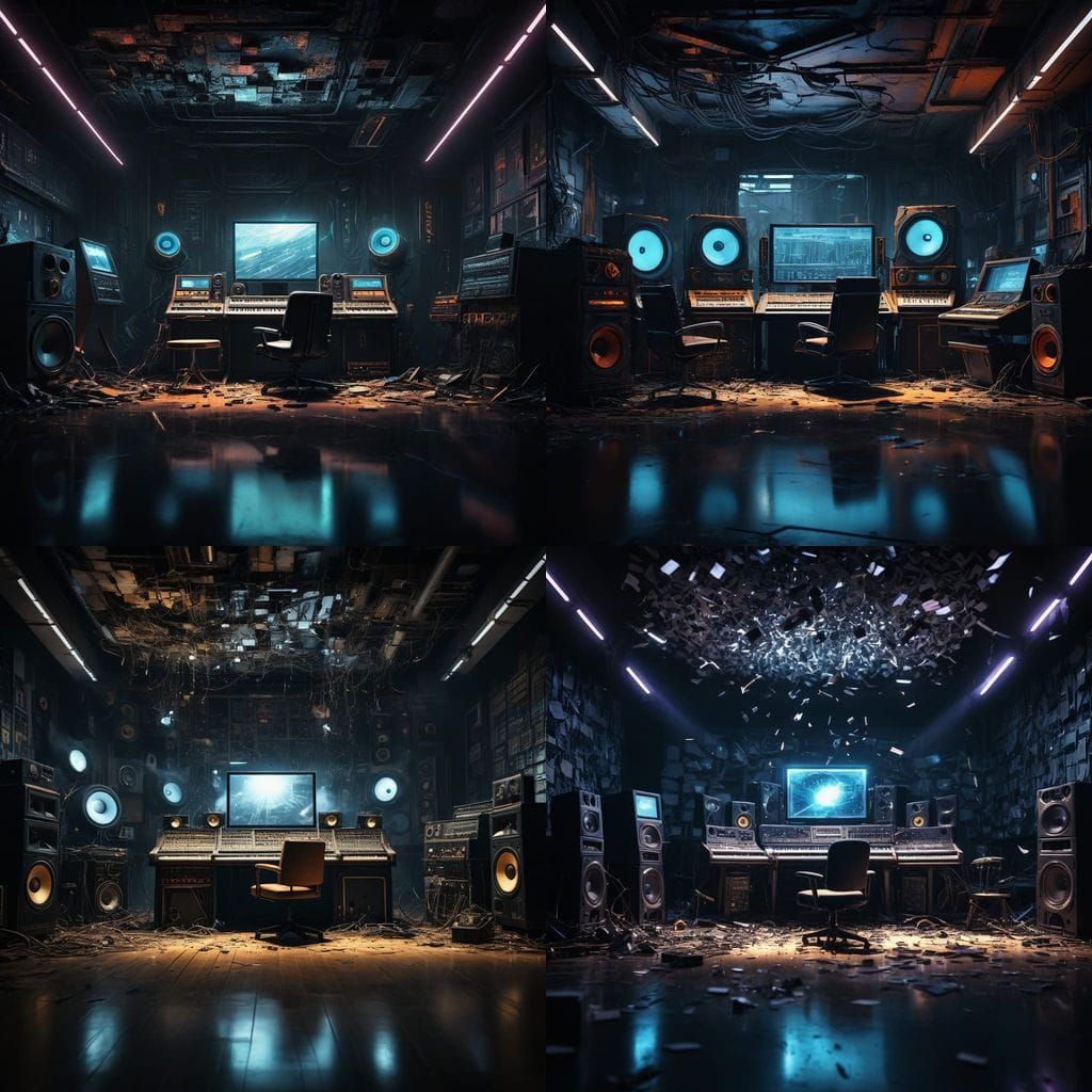 Futuristic Music Studio in Cosmic Chaos