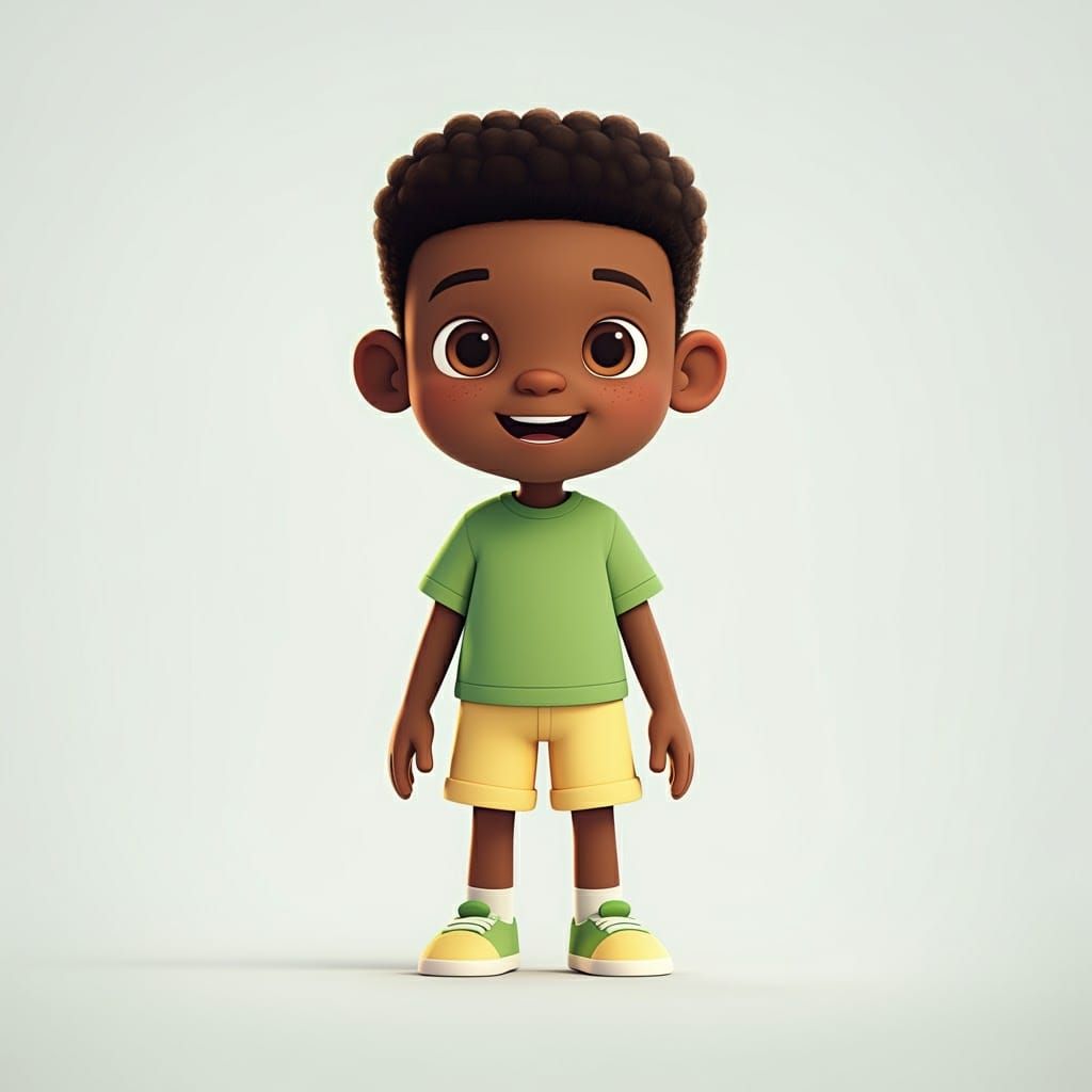 Joyful Black Boy Cartoon in Vibrant Colors