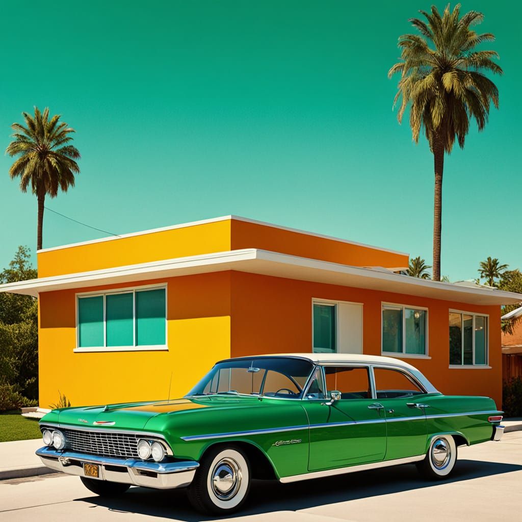 Vintage 1960s Chevrolet Ad: Green Car by Mid-Century Home