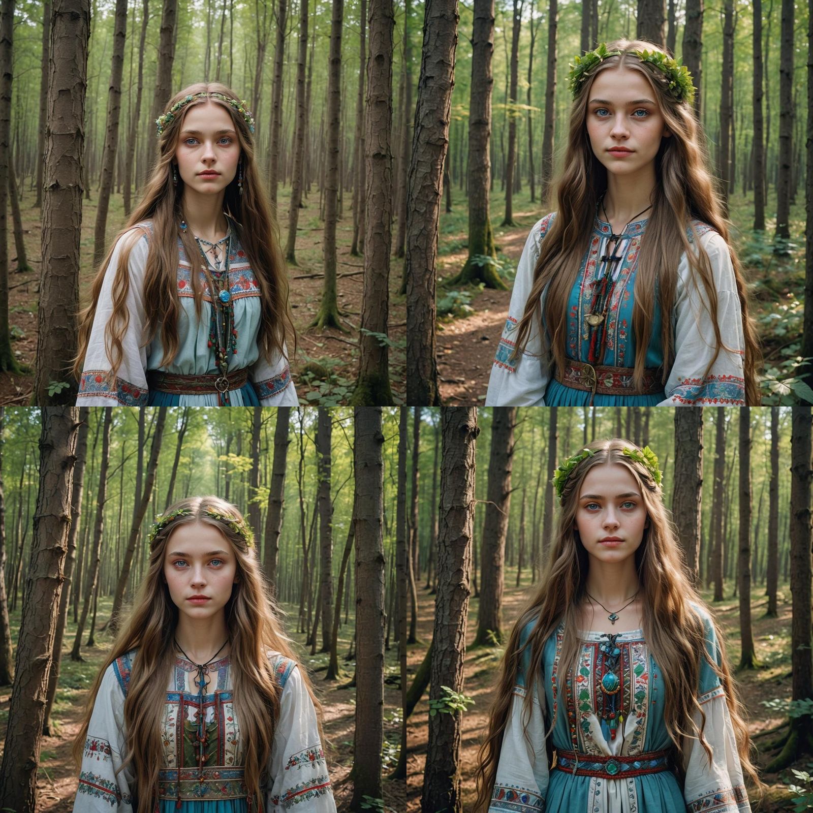 Young Slavic Girl in Forest, Tim Burton Style