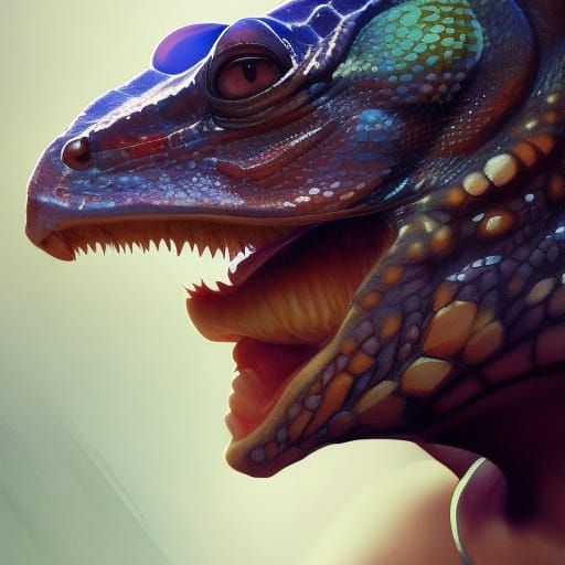 Hyperdetailed Gecko Portrait in Art Nouveau Style