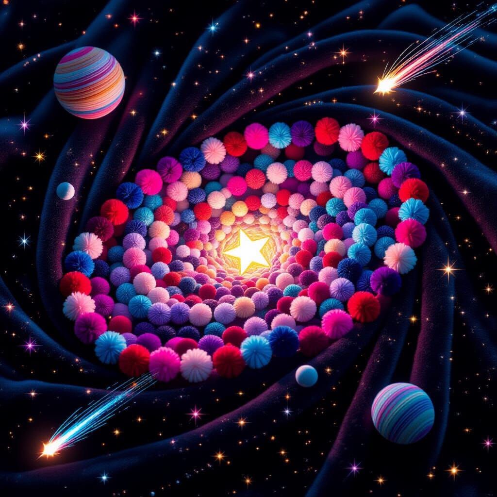 Colorful Pom Pom Nebula Deep Space Scene