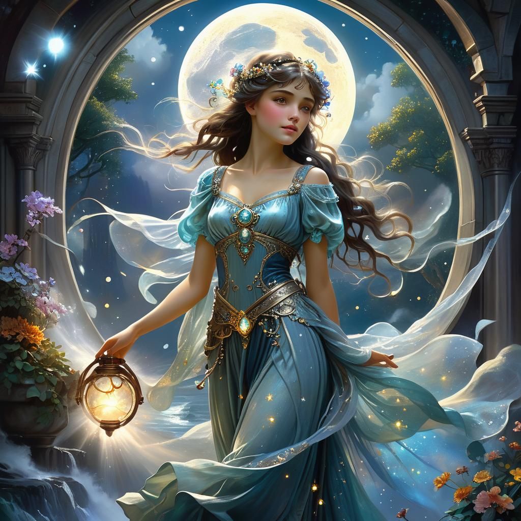Magical Silver Moon Fairy Art