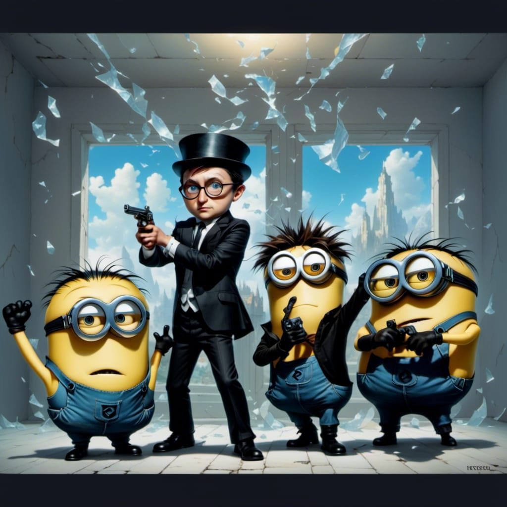 Minions Cartoon Robbers in Mission Impossible Style