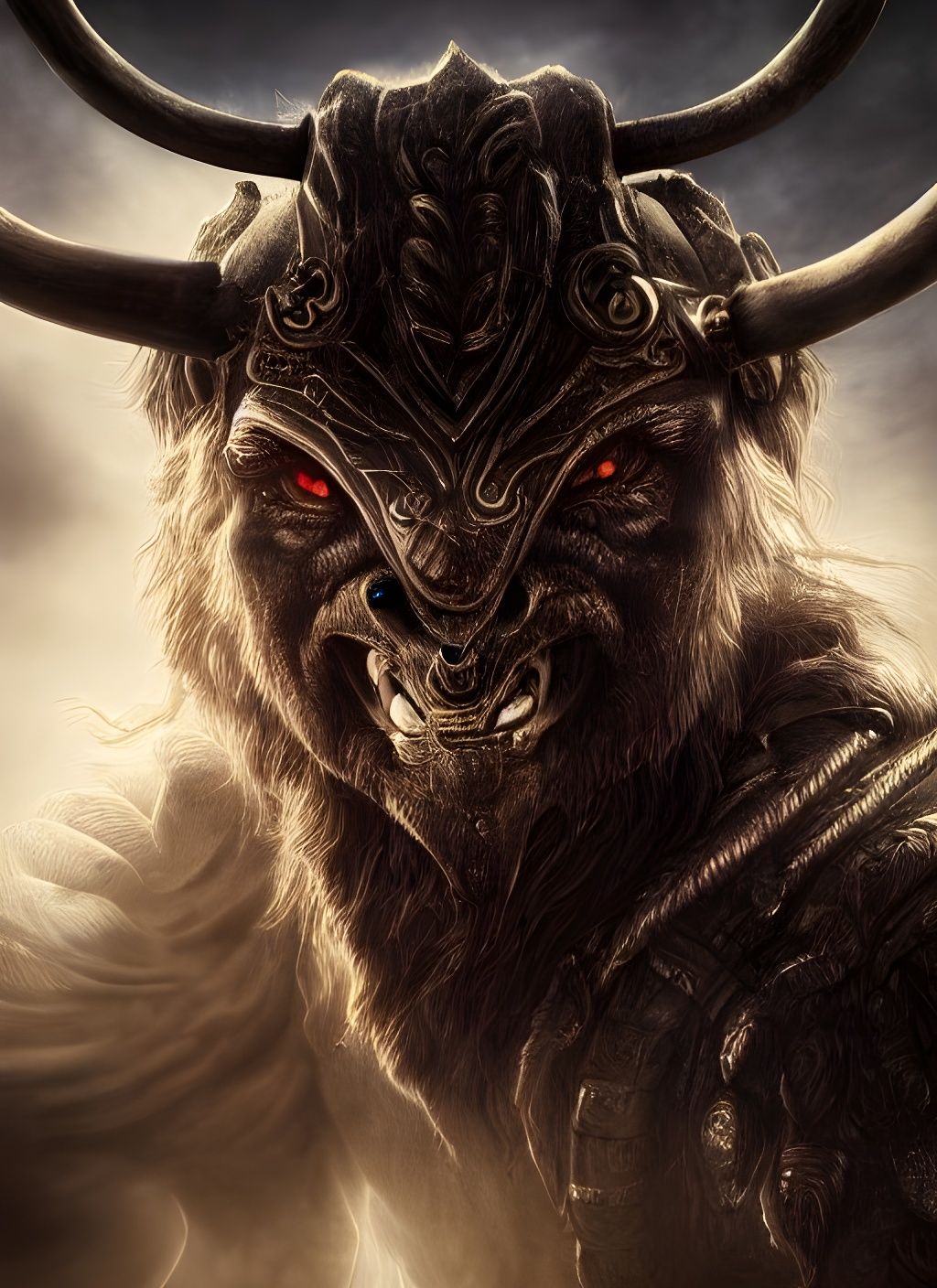Epic Minotaur Portrait in Fantasy Setting