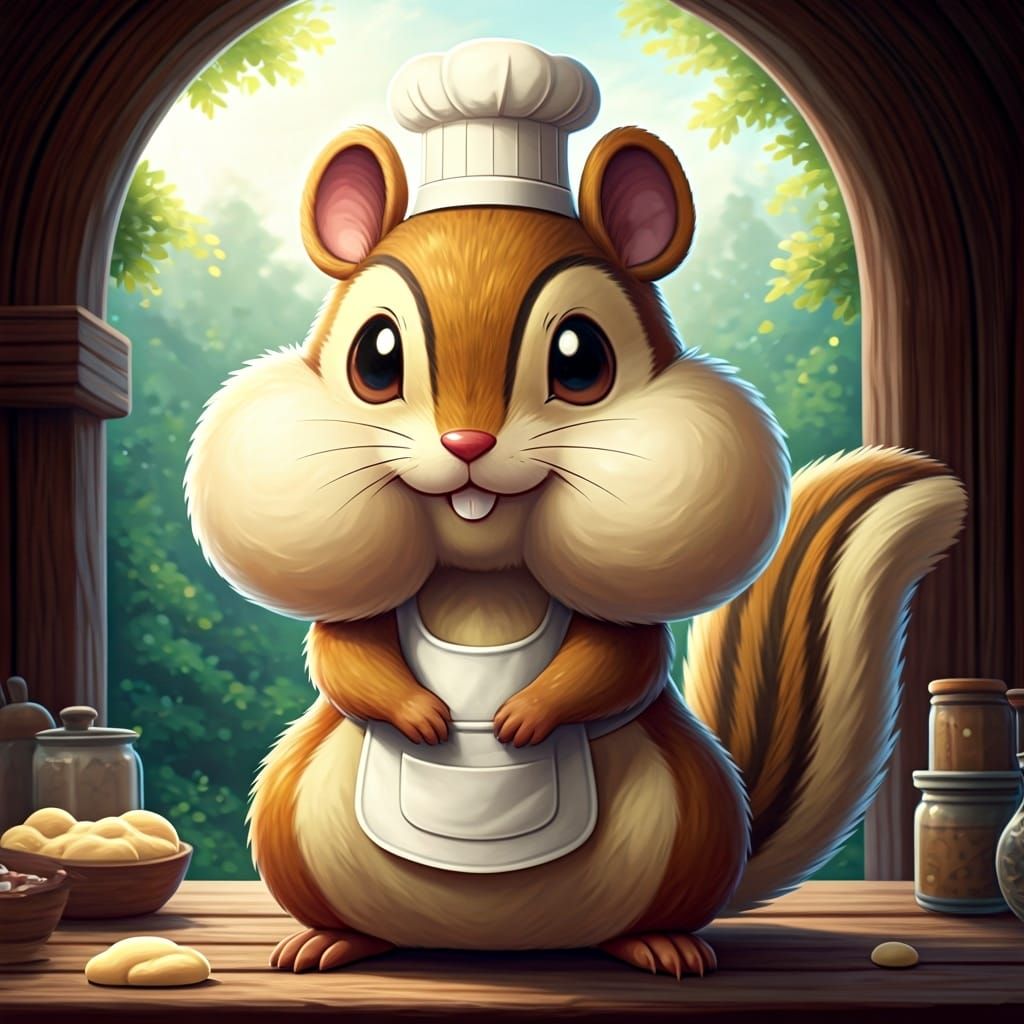 Breadmunk: A Whimsical Pokémon Baker in Art Nouveau Style