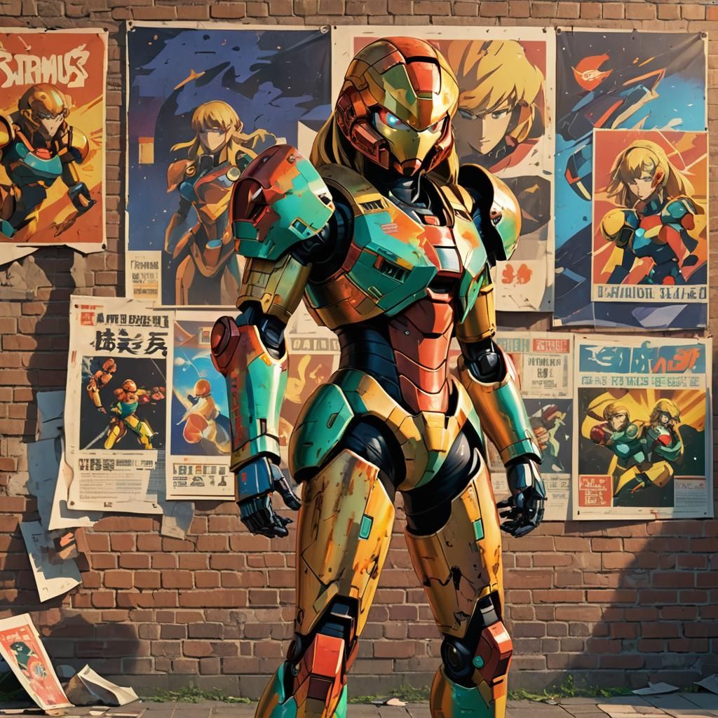 Samus Aran in Sailor Fuku, Retro Anime Style