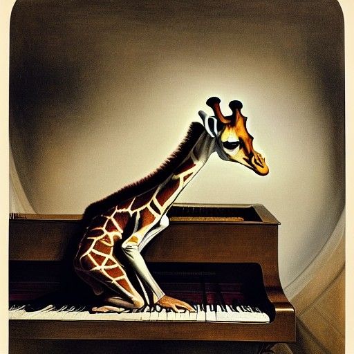 Giraffe Pianist in Baroque Style