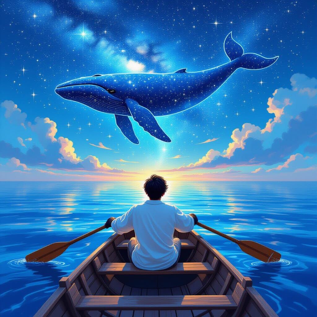 Constellation Whale Spirit Beneath Mirror Sea