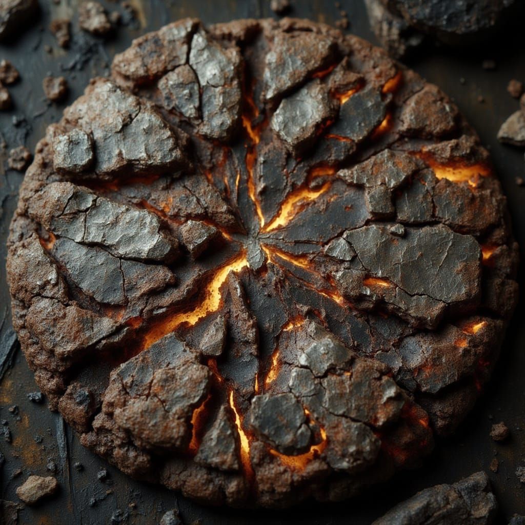 Cookies on Corroded Plate with Silver Cracks