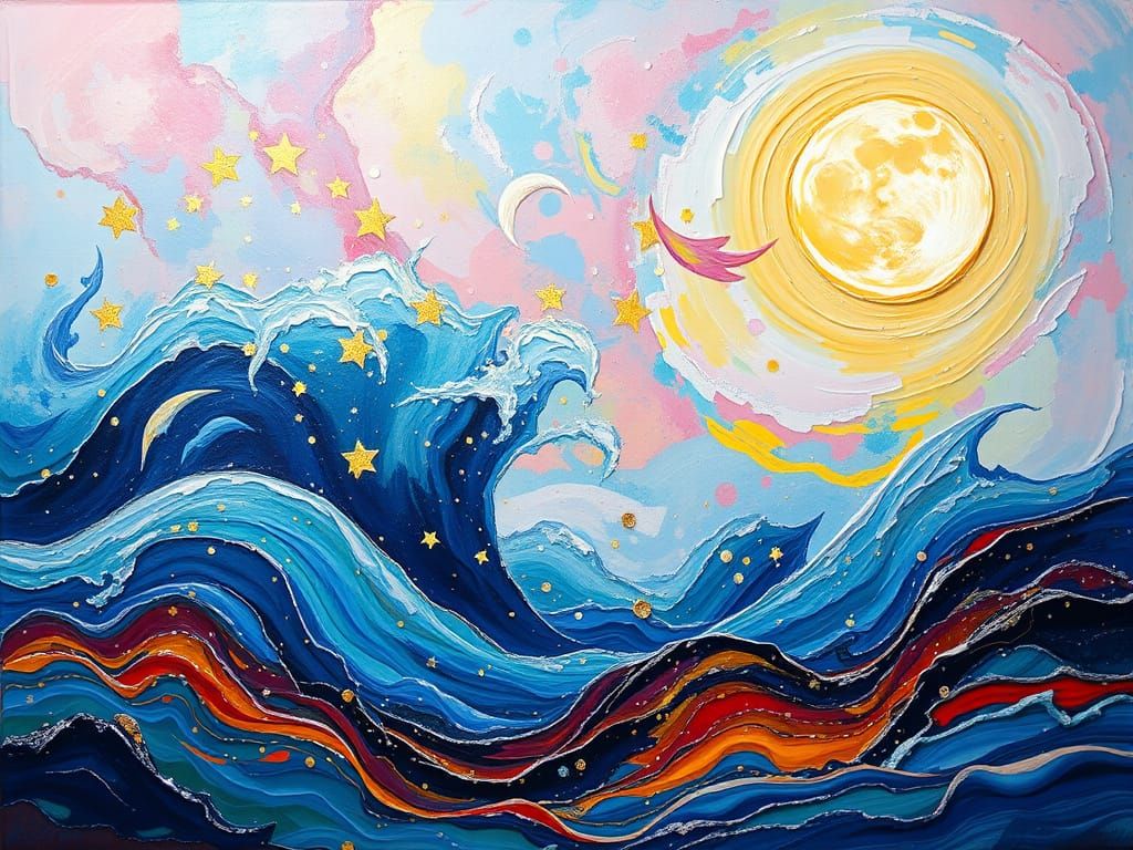 Neo-Expressionist Goddess Under Starry Skies