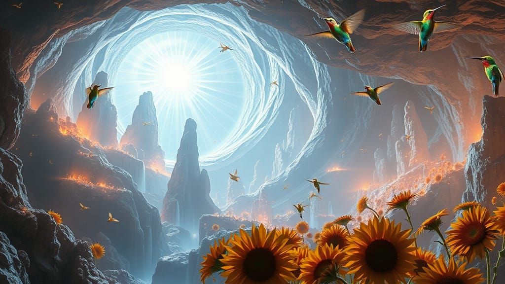 Cosmic Caverns Radiant with Ethereal Energy