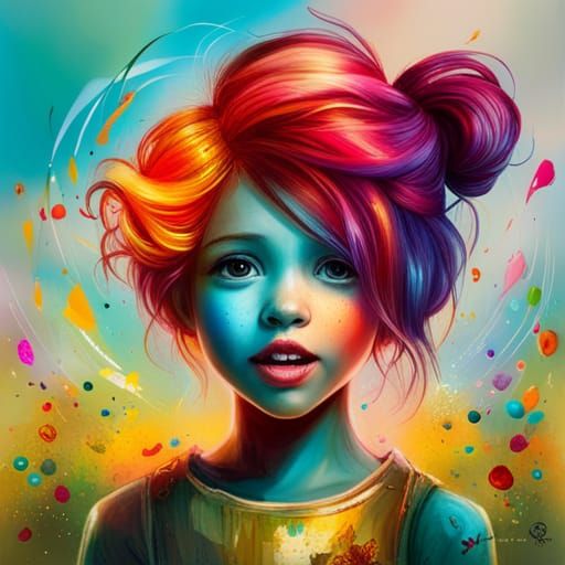 Adorable Girl Portrait with Sparkly Background