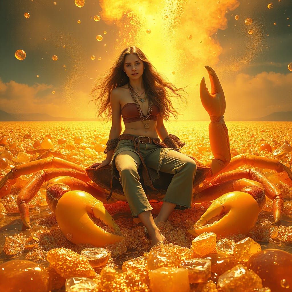 Bohemian Woman on Gummy Crab in Soda Sea