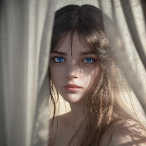 Macro Photo of Colorful Eyes Peeking from Curtains