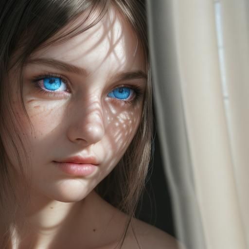 Macro Photo of Eyes Peeking from Curtains