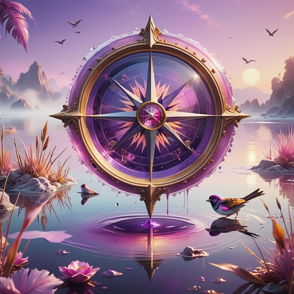 Ethereal Crystal Lagoon Dreamscape in Watercolor Style