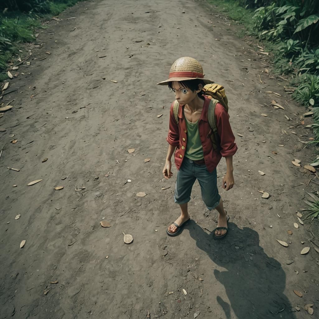Cinematic Film Still of Luffy in Live-Action