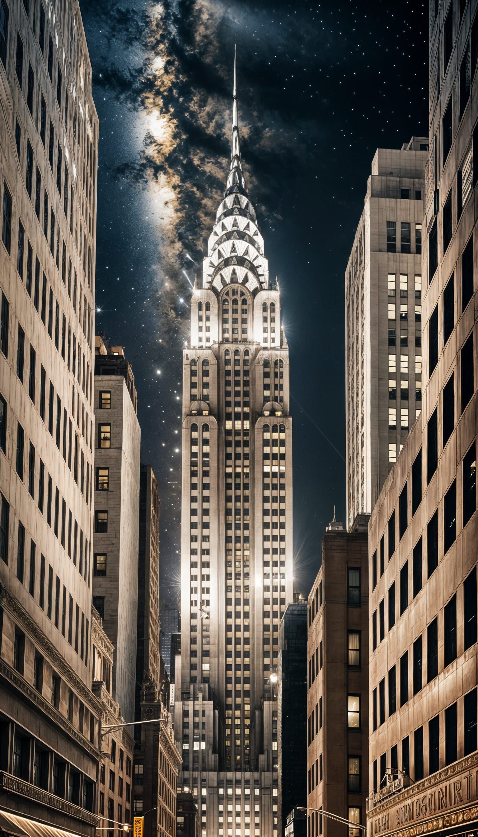 Chrysler Building at Night in Art Deco Style