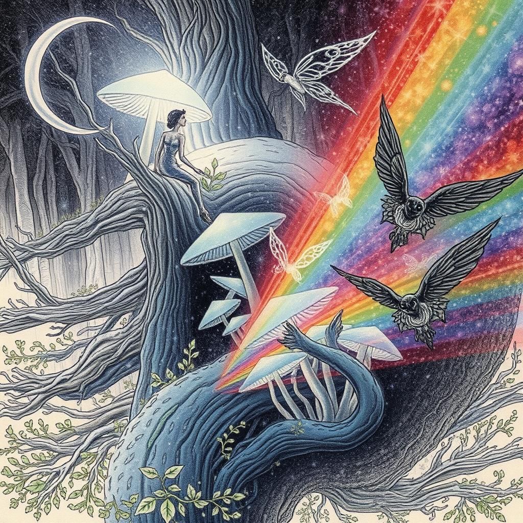 Enchanted Bioluminescent Forest of Fairy Wings