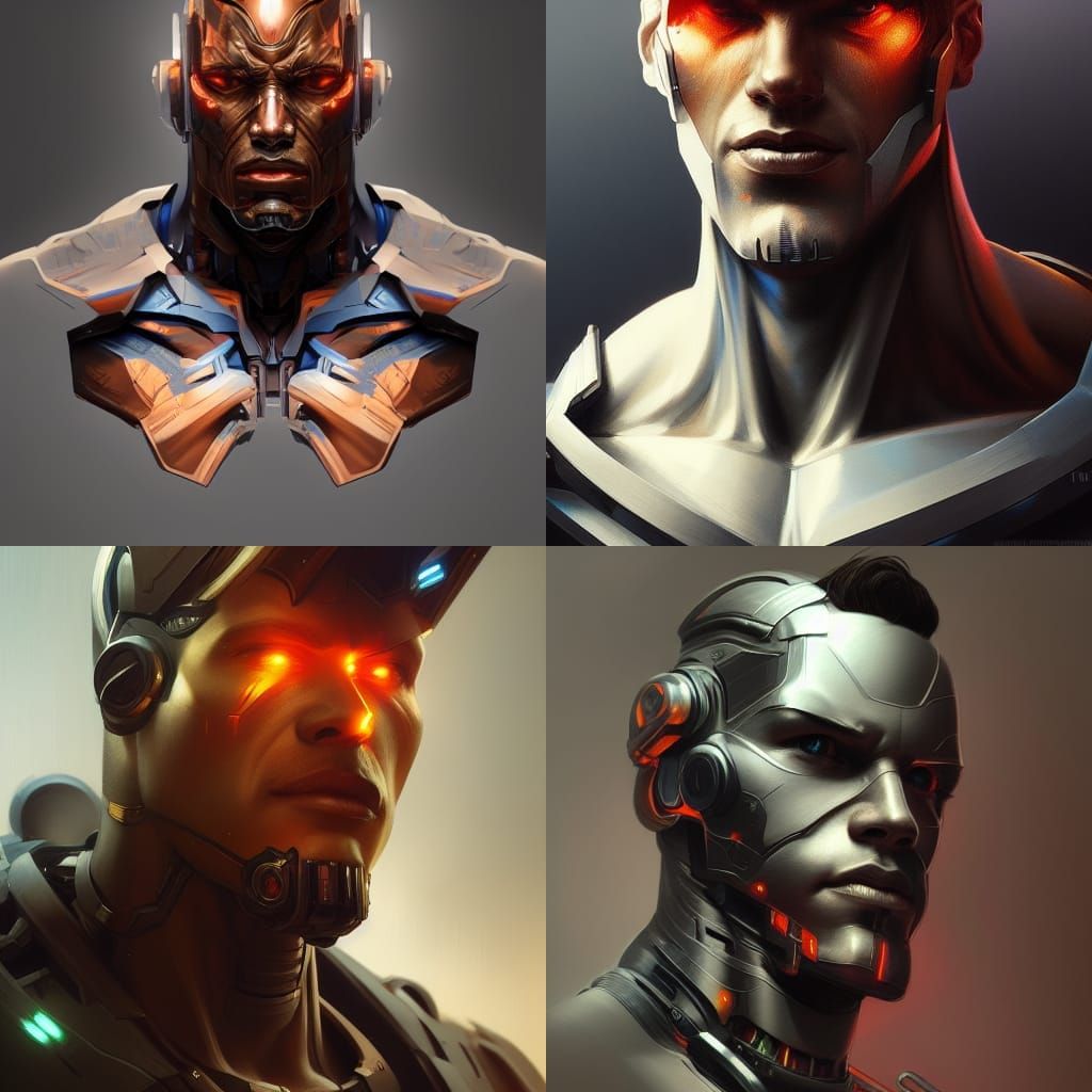 Hyperdetailed Cyborg Portrait with Dynamic Lighting