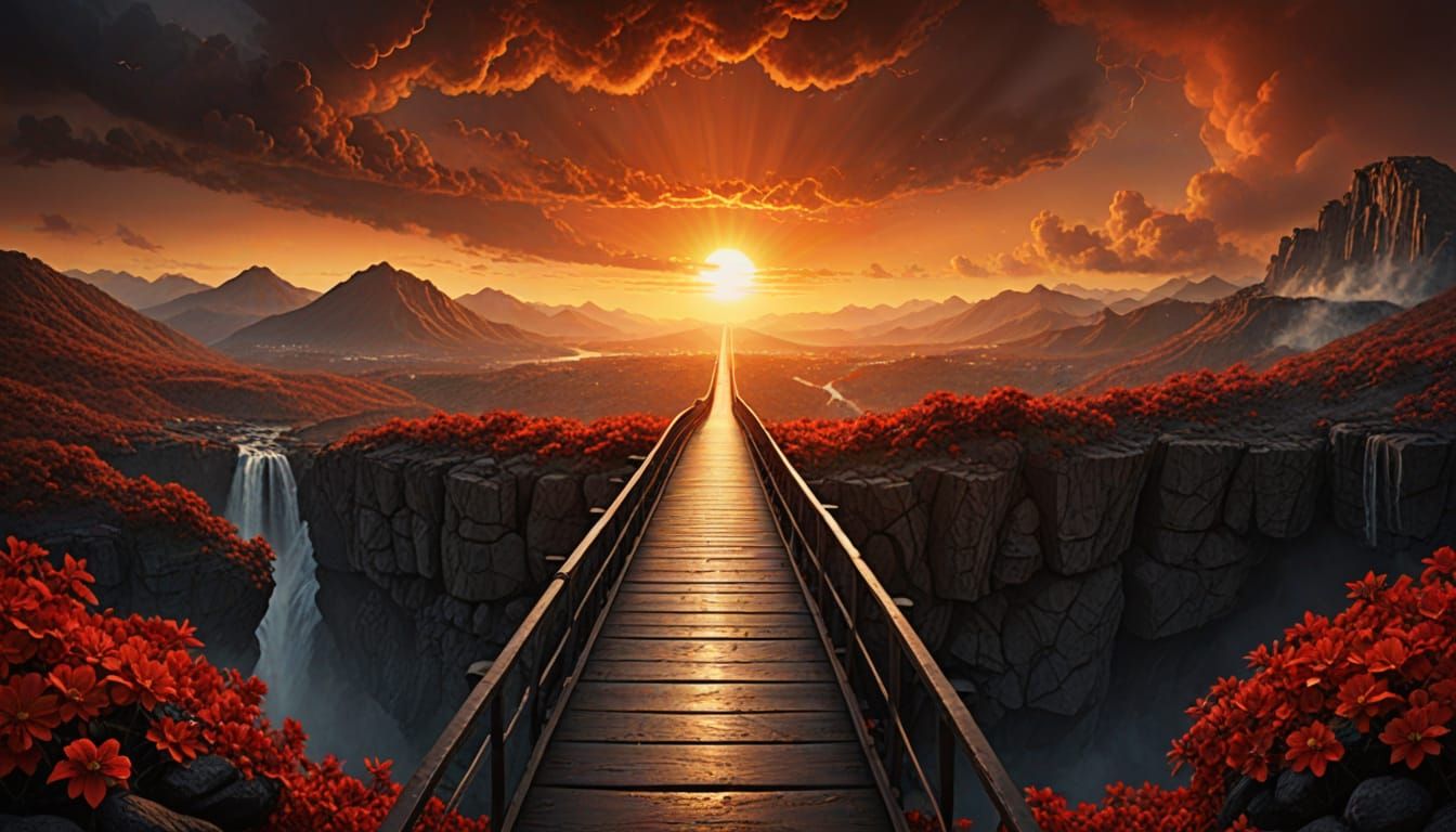 Surreal Bridge Connects Inferno to Elysium