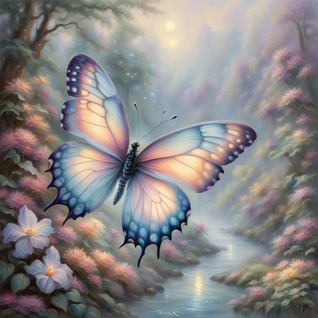 Ethereal Pastel Butterfly in Dreamlike Fantasy Style