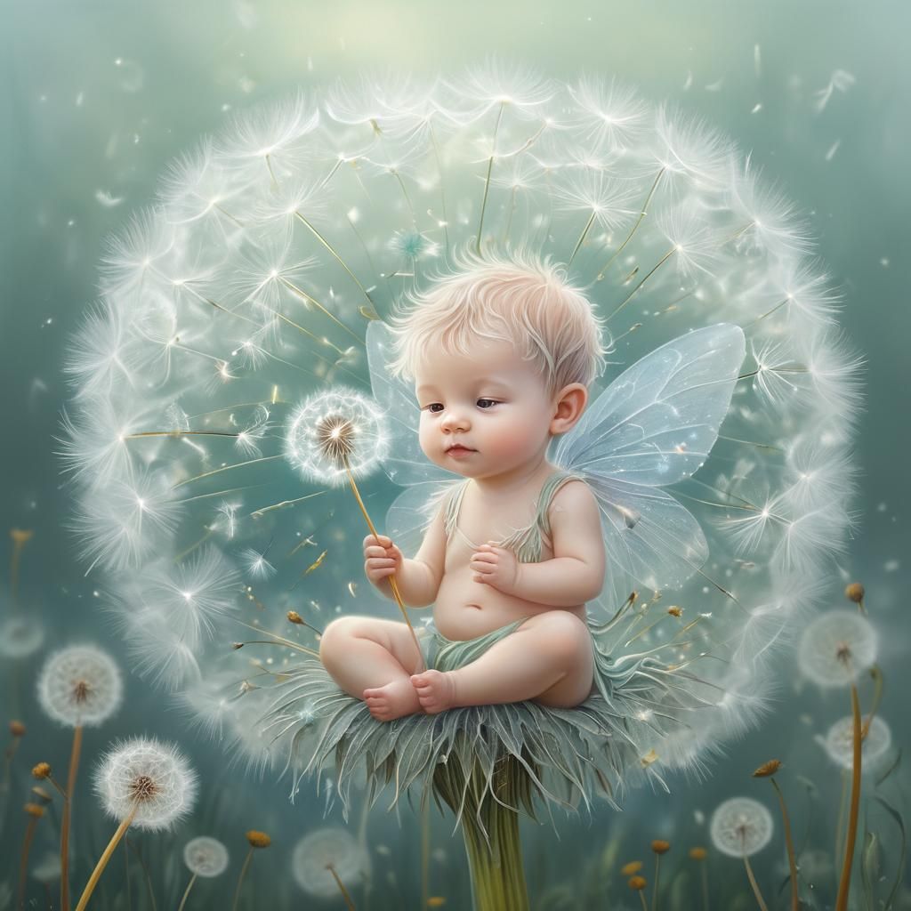 Baby Fairy in Dandelion Seed Dreamscape