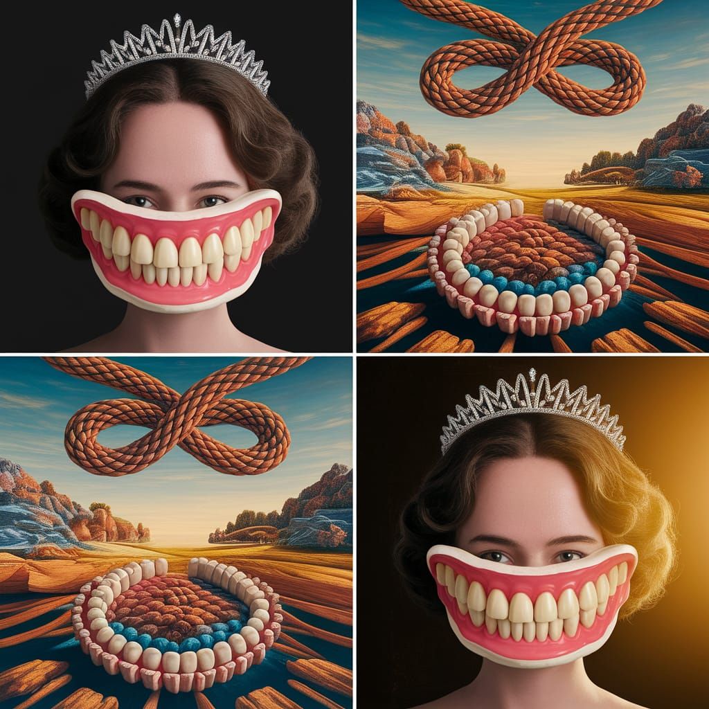 Surreal Still Life with Dentures, in Dutch Golden Age Style