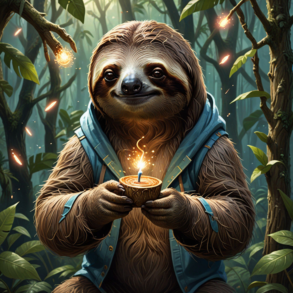 Mystical Sloth Emerges from Magical Realm