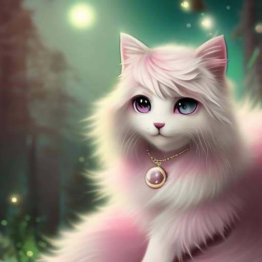 Gothic Pastel Neko Girl in Detailed Anime Painting