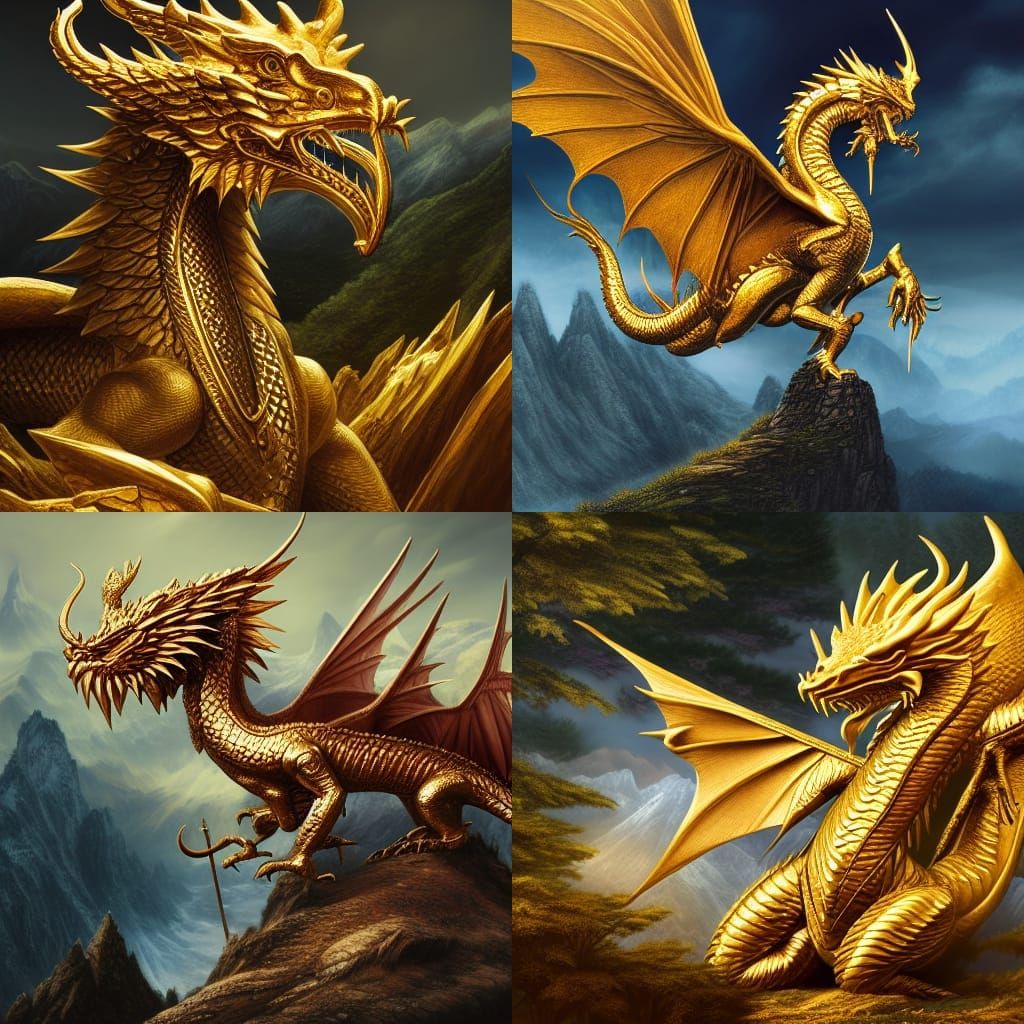 Golden Dragon Spreads Wings on Mountain